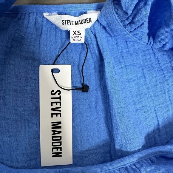 NWT Steve Madden Tiered Dress Flutter Sleeve Square Neck Women Blue Size X Small - Picture 7 of 7